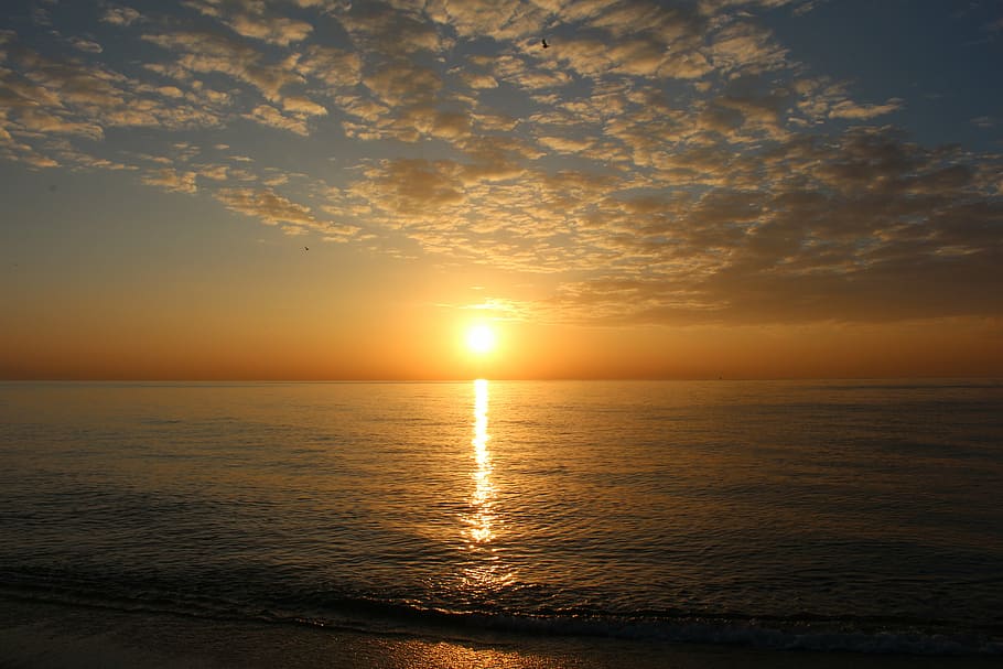 photo of sea under cloudy sky at sunset, spain, beach, brand HD wallpaper