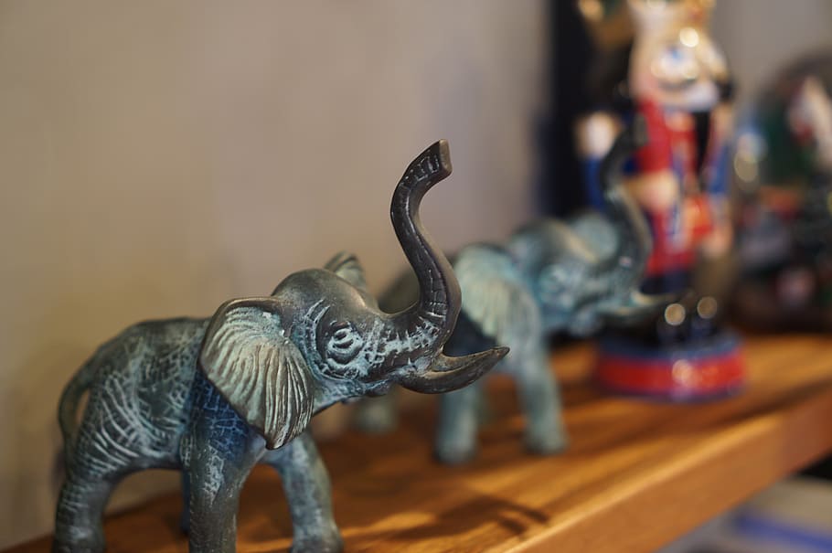 elephant, statue, ornament, cafe, representation, animal representation HD wallpaper