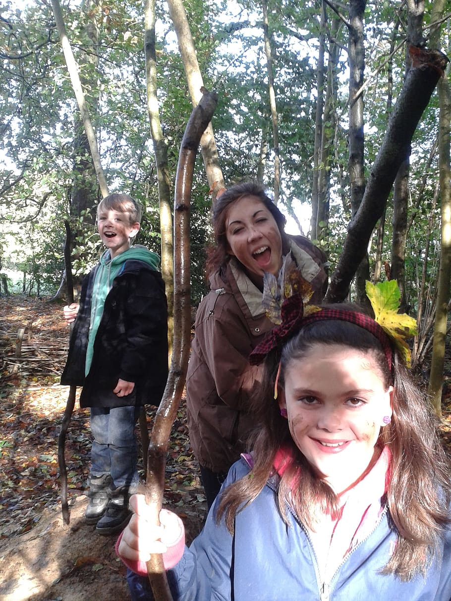 Woods, Children, Mud, Forest, happy, nature, family, outdoors HD wallpaper