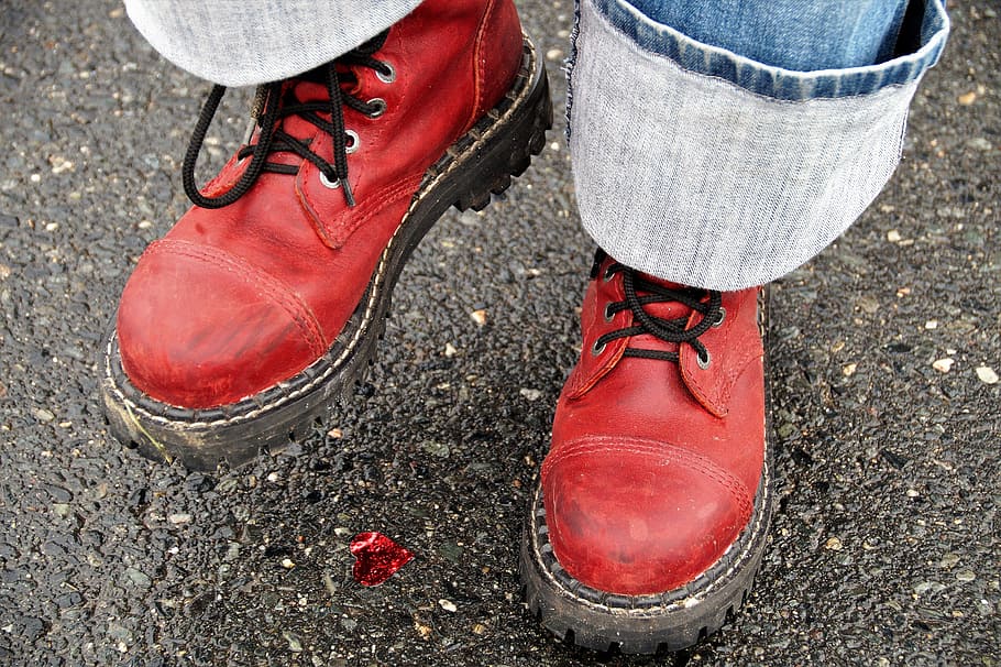 boots, heavy shoes, steel-toed boots, farmers, the red shoes, HD wallpaper