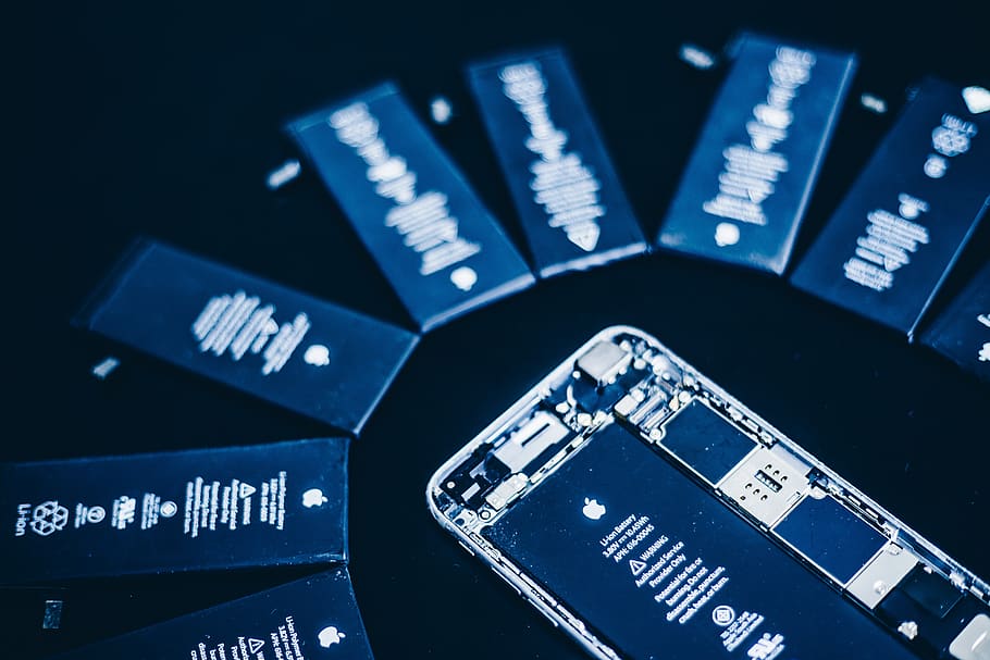 battery, apple, iphone, technology, text, communication, blue HD wallpaper