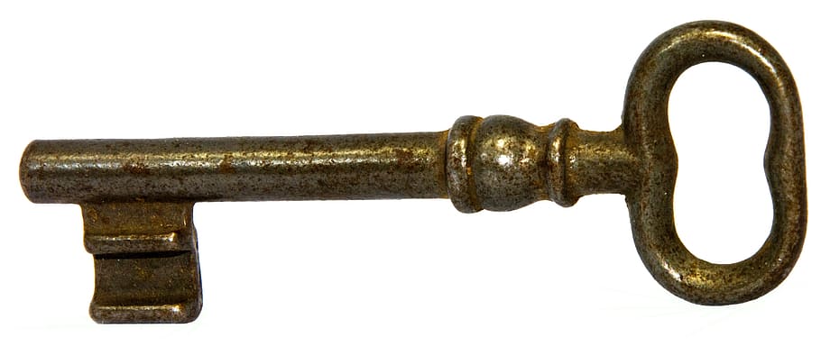 brass-colored skeleton, key, old, close, rusted, iron, metal HD wallpaper