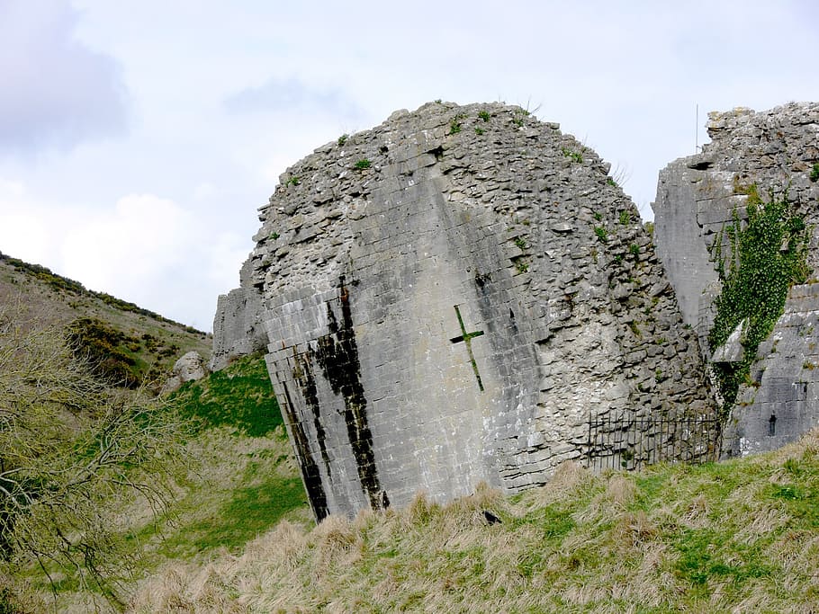 ruins, corfe, corfe castle, stone, tower, castle tower, ruined tower HD wallpaper