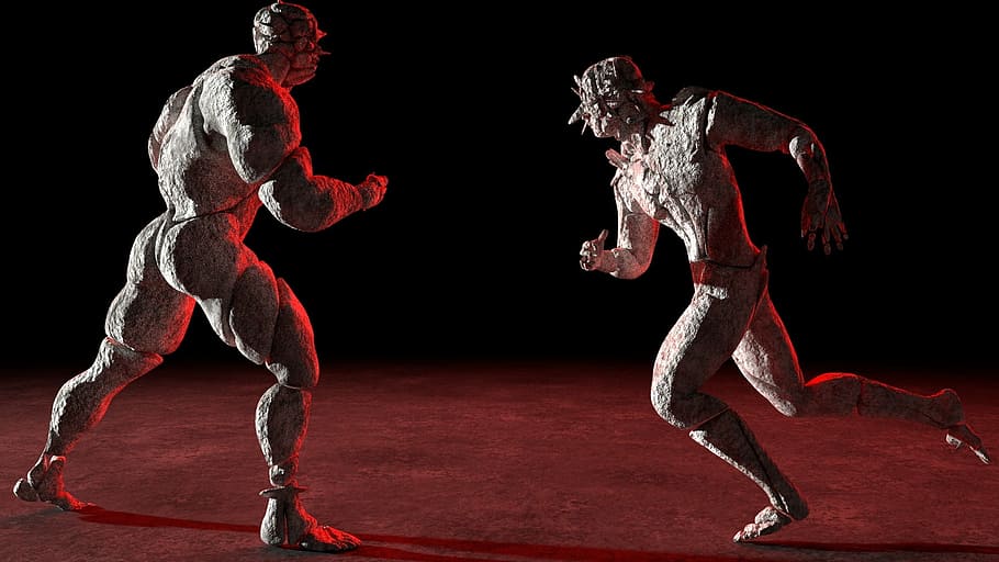 cgi, humanoid, stone, black background, studio shot, full length HD wallpaper