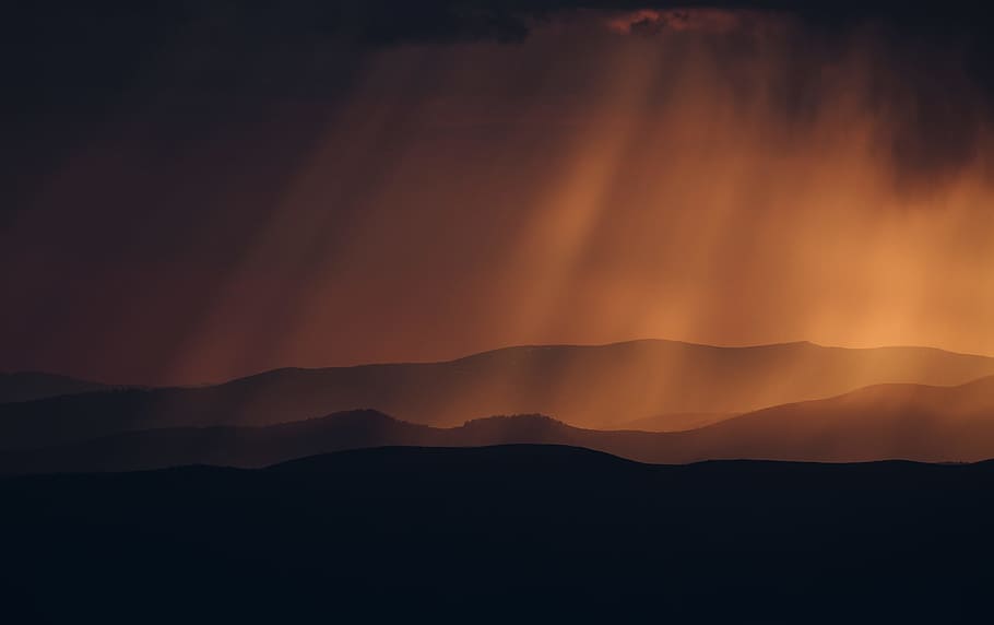 sun rays all over mountains, rural land with golden time, landscape HD wallpaper