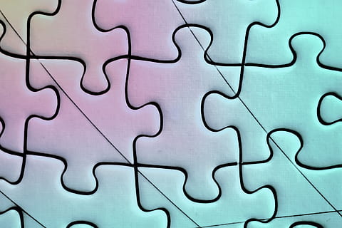 closeup photo of green and purple jigsaw puzzle, play, mess HD wallpaper