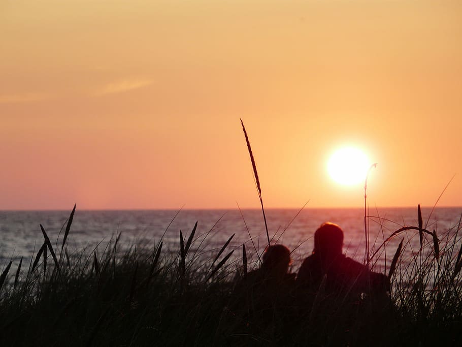Denmark, Sunset, North Sea, Clouds, landscape, back light, afterglow HD wallpaper