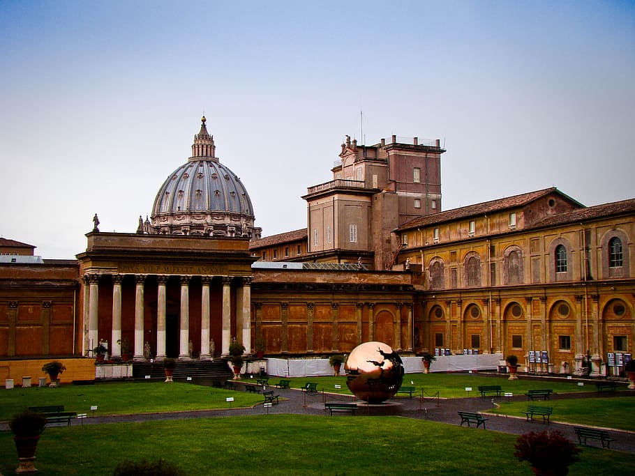 brown concrete museum, rome, vatican, dome, building, culture HD wallpaper