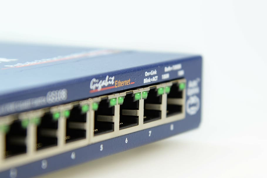 HD wallpaper: selective focus photography of blue Gigabit Ethernet network  switch | Wallpaper Flare