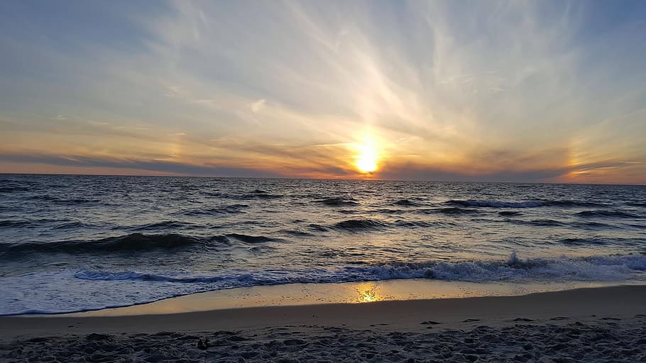 sun, sea, water, sky, nature, beach, sunny, sand, sunset, beauty in nature HD wallpaper
