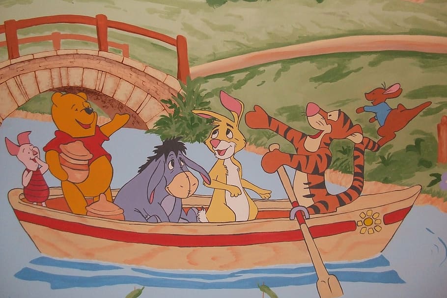 Winnie The Pooh illustration, wall painting, wall decoration
