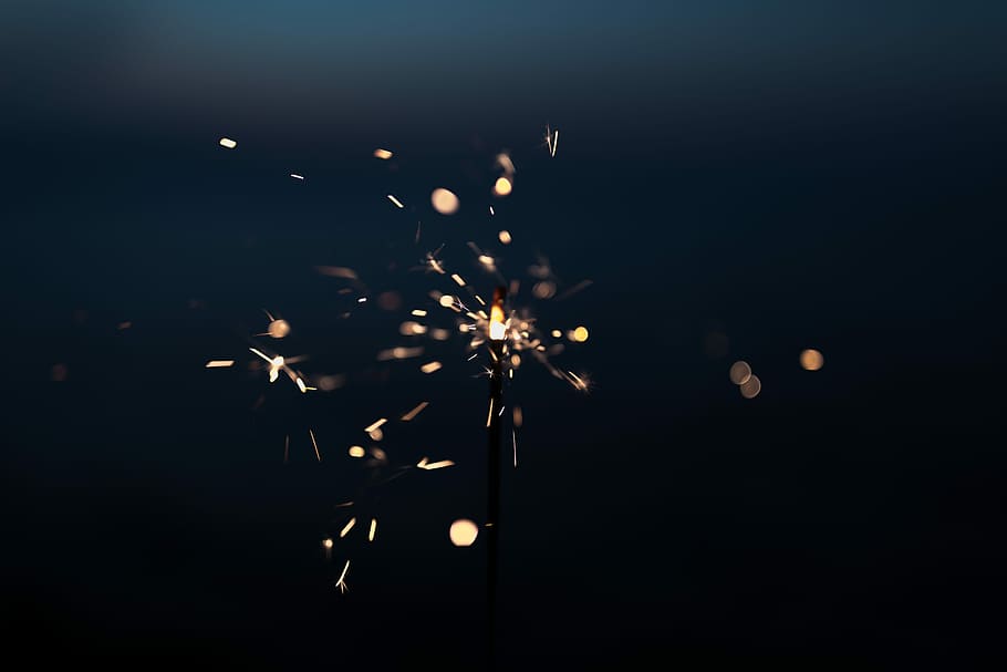 bokeh light, photography of bokeh, firework, flash, spark, dark HD wallpaper