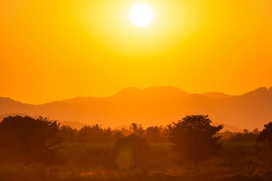 sunset, hill, mountain, sunset landscape, outdoor, scenery HD wallpaper