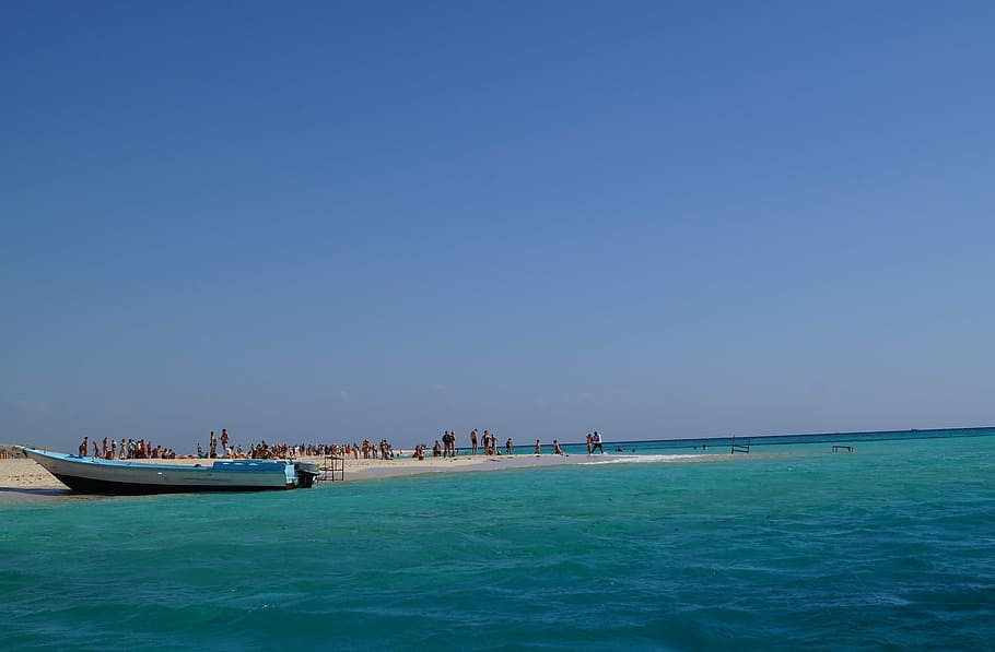 Sea, Ship, Egypt, Island, Sand, Tourists, giftun, rowboat, nautical vessel HD wallpaper