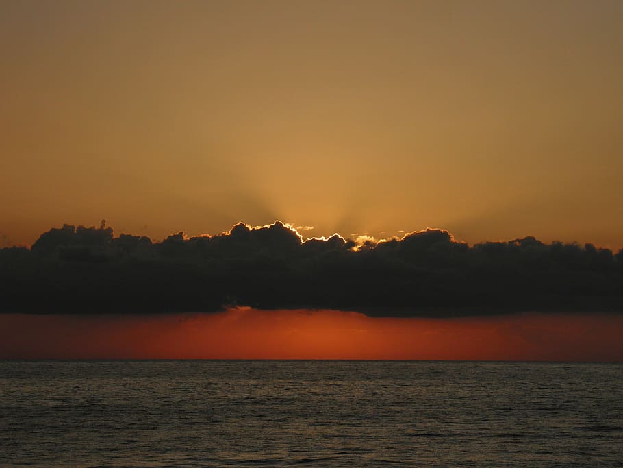 sunset, sea, dawn, sky, water, scenics - nature, beauty in nature HD wallpaper