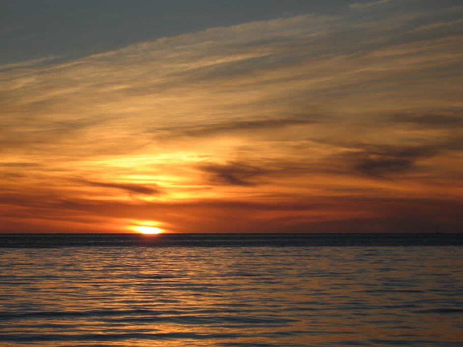 sunset, sunrise, beach, ocean, sea, landscape, outdoor, sky HD wallpaper