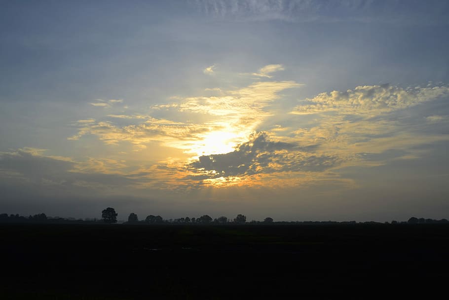 Sky, Sunset, Clouds, abendstimmung, silhouette, tranquility HD wallpaper