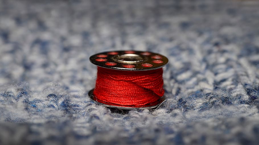 thread, spool, sewing, red, textiles, tailor, old, retro, wool HD wallpaper