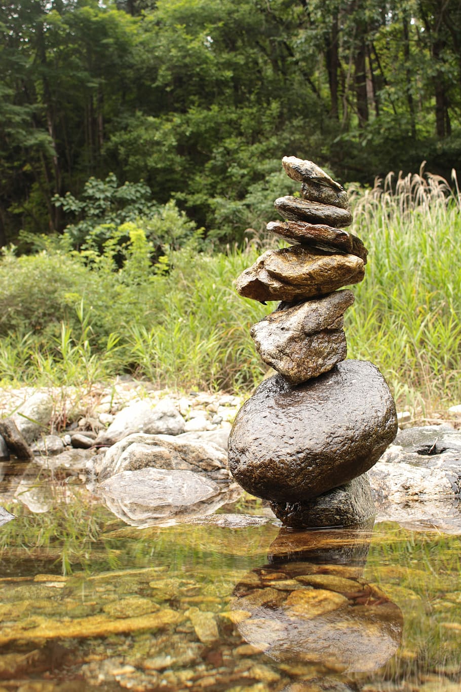 Stone Tower, Valley, Nature, Prices, forest, balancing stones HD wallpaper