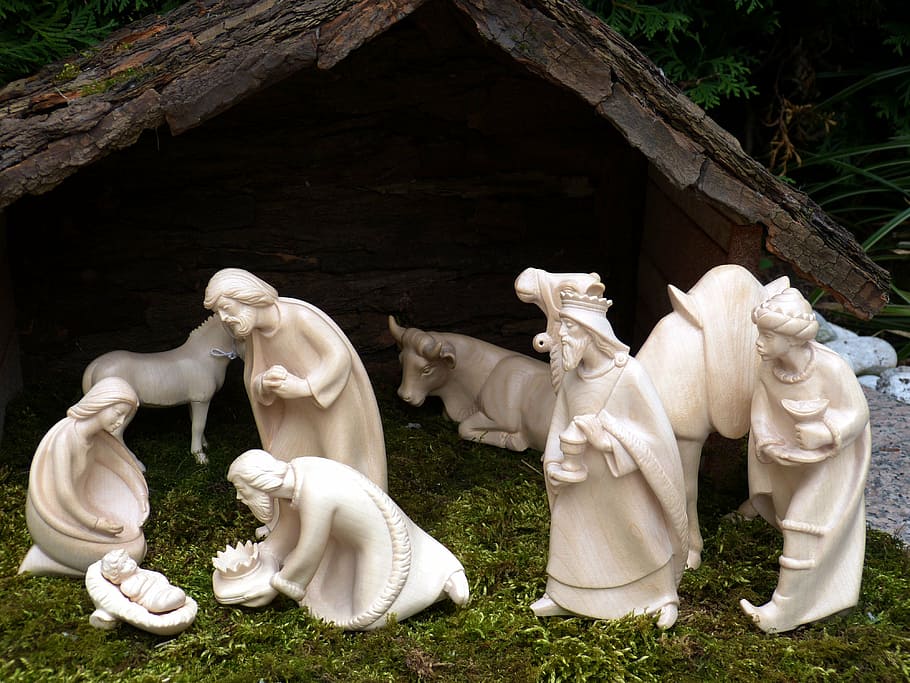 the nativity figurine, christmas, advent, nativity scene, crib, HD wallpaper