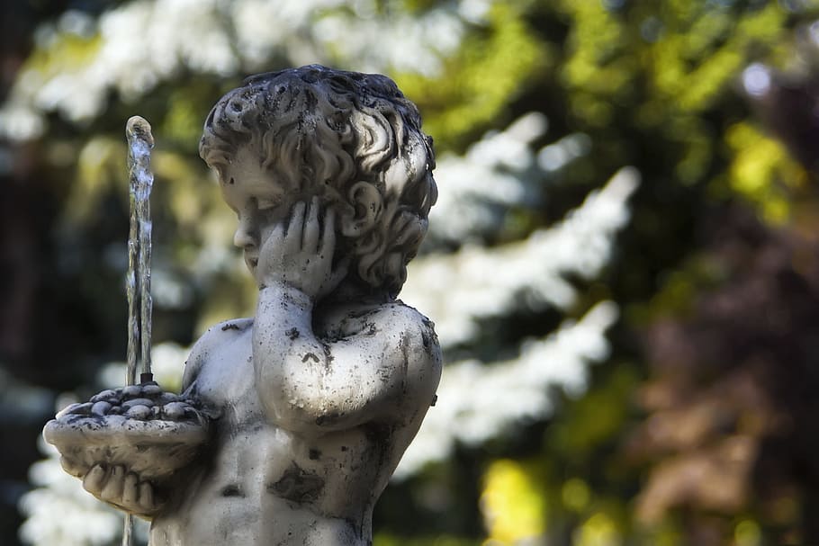 Statue, Source, Garden, Sculpture, focus on foreground, cemetery HD wallpaper
