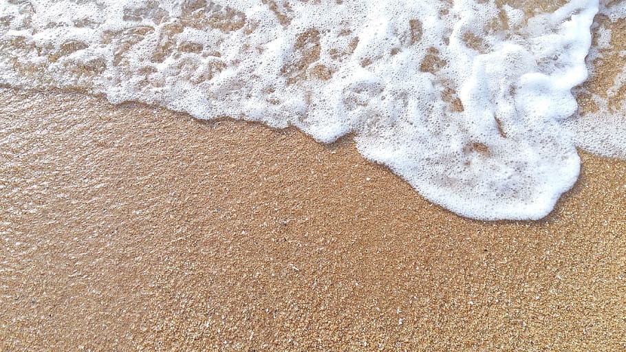 ocean wave bubbles, beach, sea, background, sand, land, aquatic sport HD wallpaper
