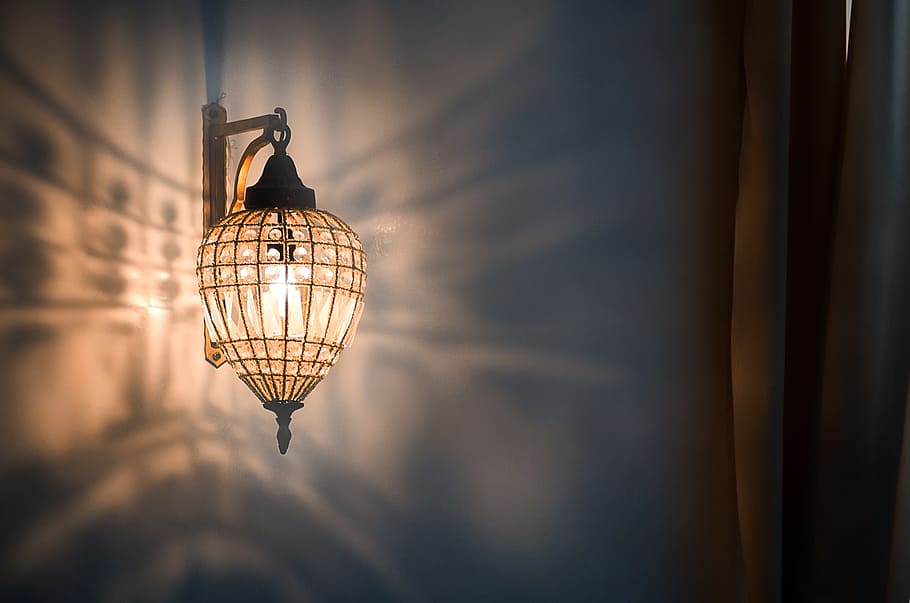 turned on light, no one, background, darkness, lights, candlestick HD wallpaper