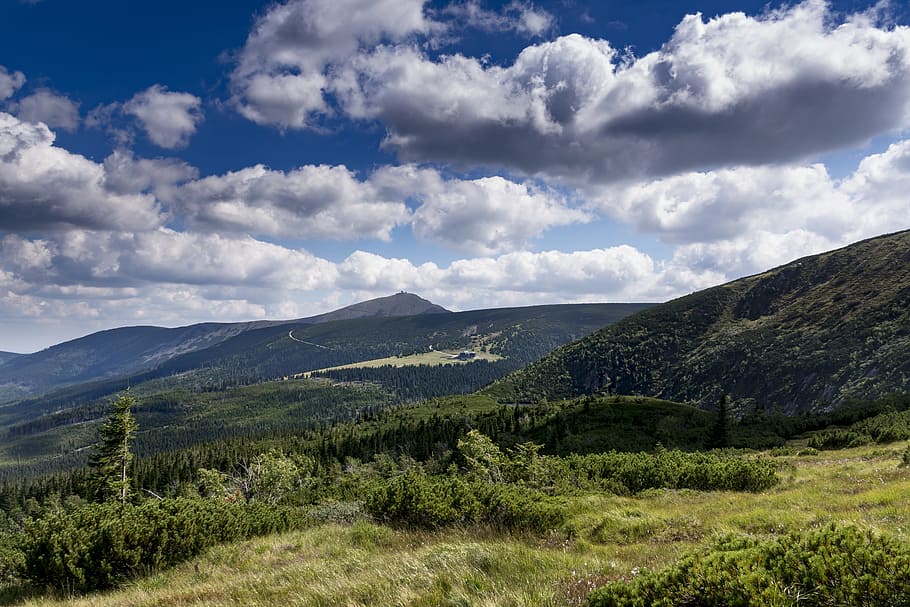 nature, mountains, sky, landscape, clouds, krkonoše giant mountains HD wallpaper