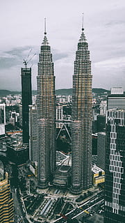 Twin Tower, Malaysia, Petronas Tower, Malaysia, skyscraper, skyline HD wallpaper