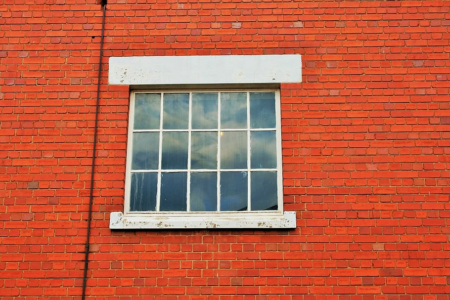 wall, brick, red, window, white, square, architecture, building Exterior HD wallpaper