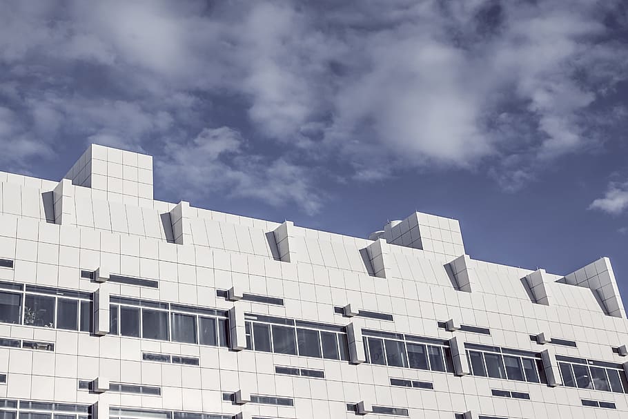 sky, clouds, cloudy, building, house, white, architecture, built structure HD wallpaper