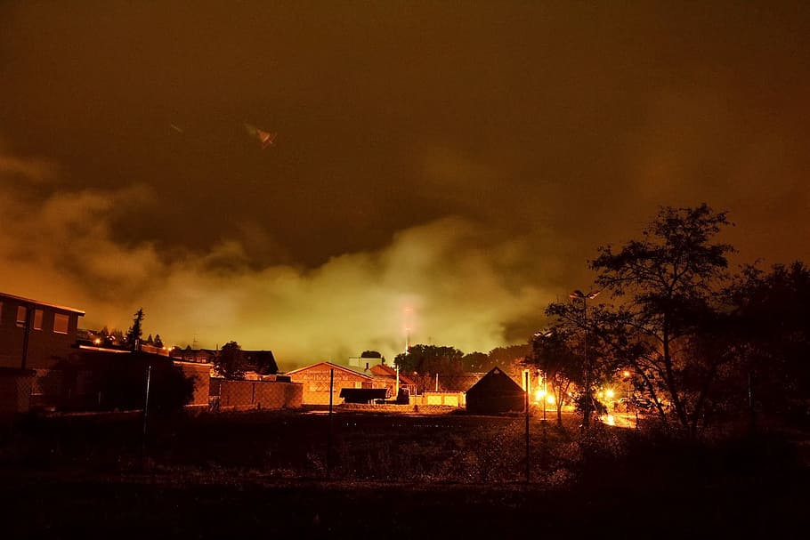 Night, Smoke, Industry, Fire, night photograph, dark, smoke - Physical Structure HD wallpaper