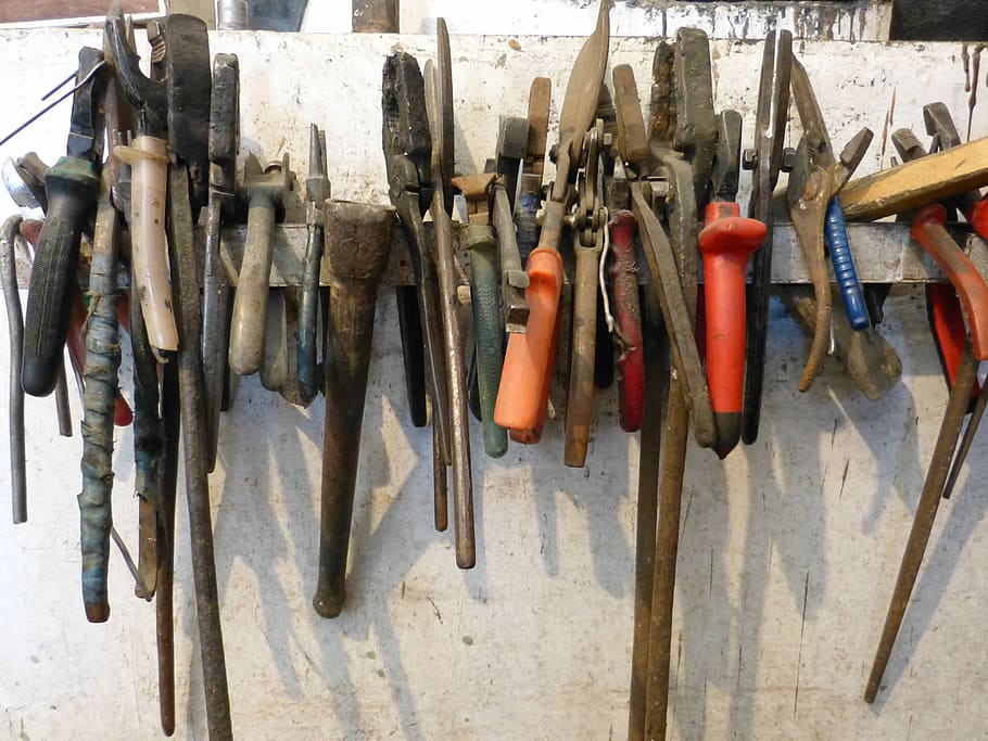 Tool, Workshop, Pliers, Metal, Craft, in a row, no people, hanging HD wallpaper