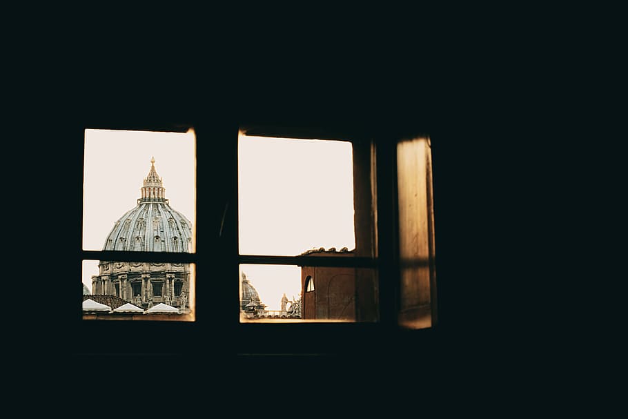 Vatican from the window, untitled, dome, roof, framed, architecture HD wallpaper
