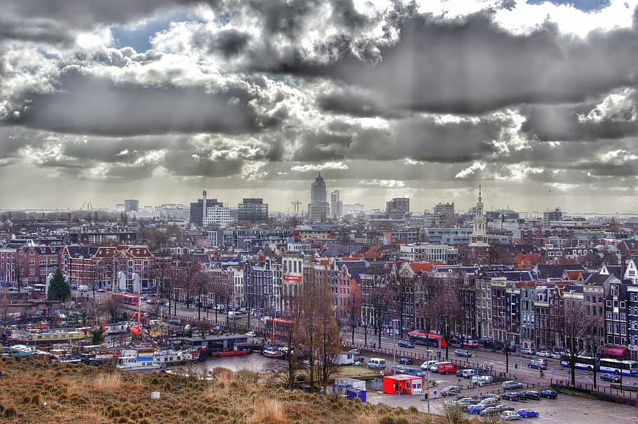 amsterdam, center, town, netherlands, city, historical center, HD wallpaper