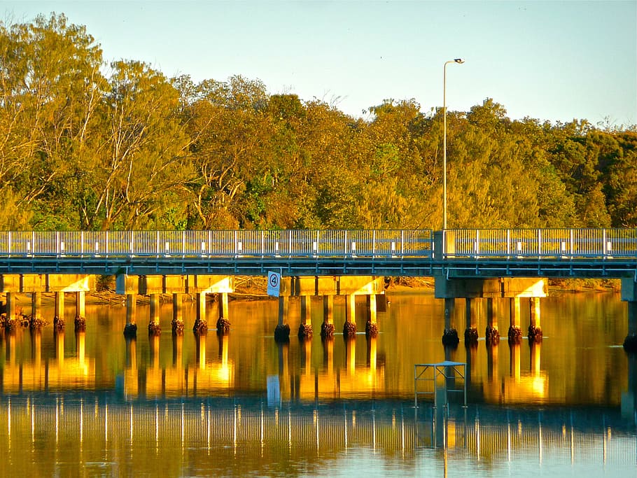 bridge, reflection, sunset, scene, beautiful, scenic, outdoors HD wallpaper