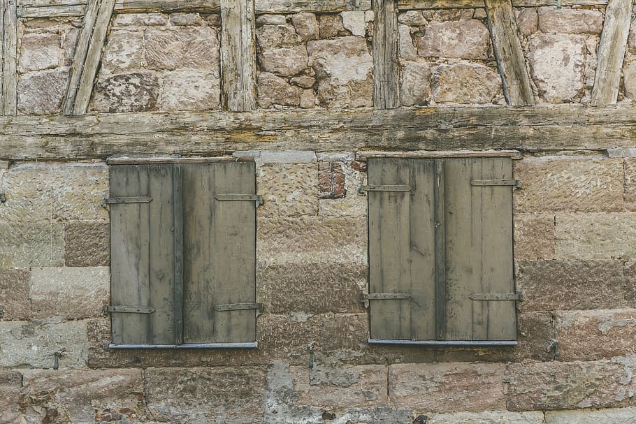 bricks, wall, vintage, windows, aged, architectural design, facade HD wallpaper