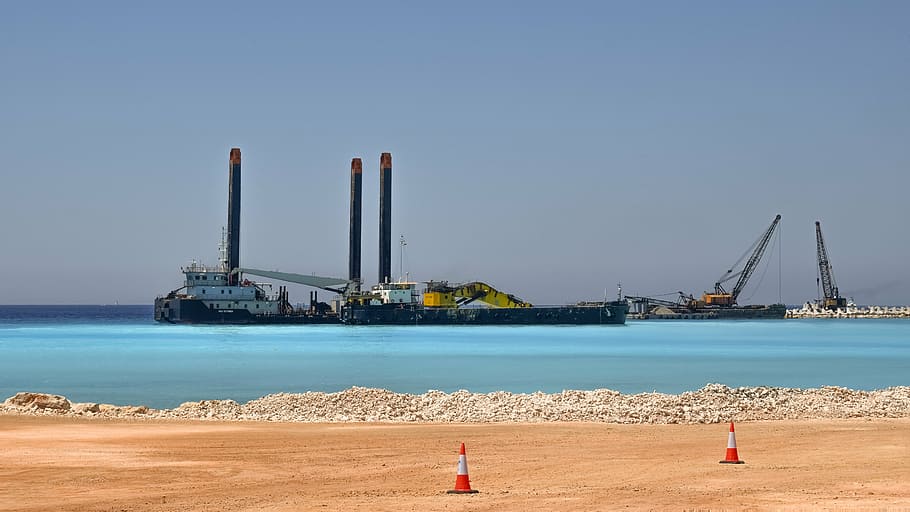 construction site, cranes, heavy machines, development, project HD wallpaper