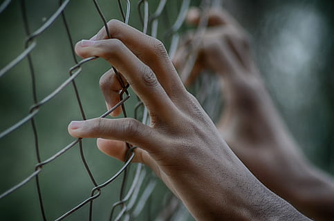person hands on gray metal fence, dom, prison, fingers, closed HD wallpaper