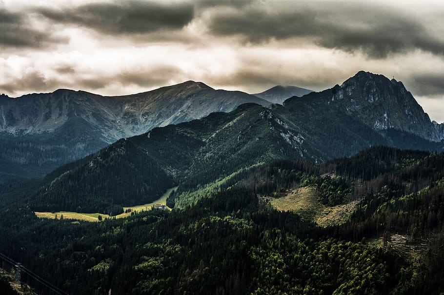 aerial view of mountains, landscape photography of mountains HD wallpaper
