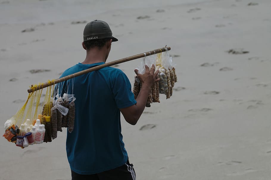 Work, Beach, Seller, Wheels, Peanuts, on wheels, recife, pernambuco HD wallpaper