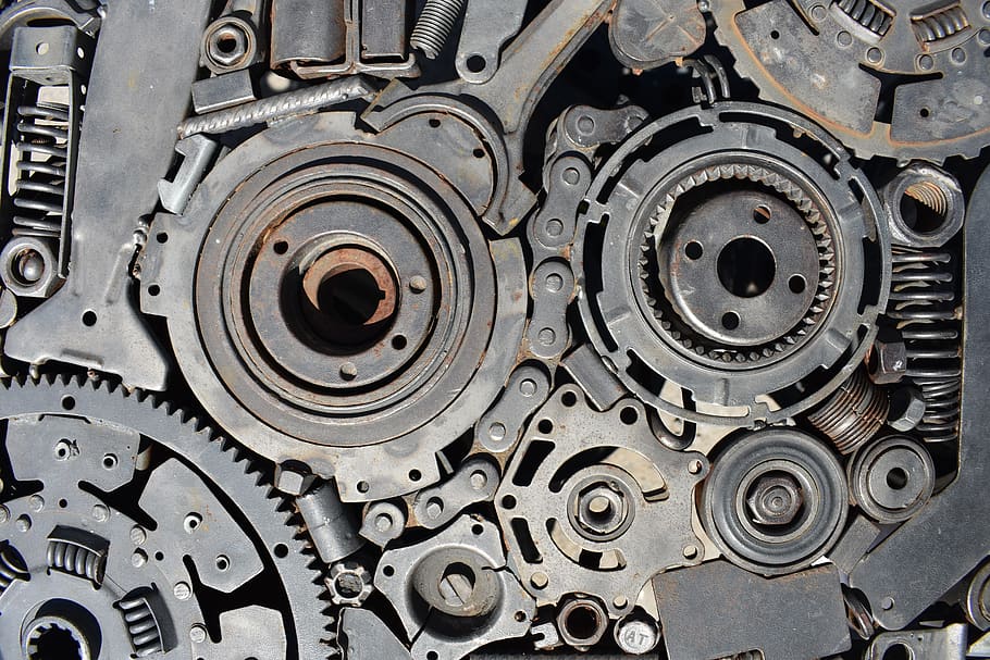 metal, surface, background, details, washer, spring, chain HD wallpaper