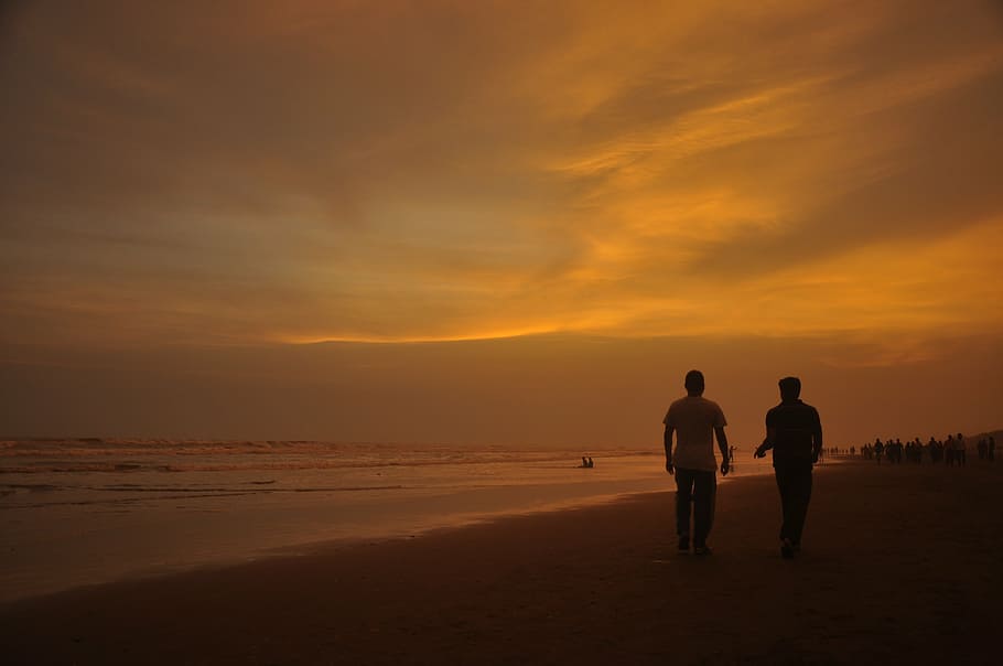 sun, sunset, beach sunset, ocean, sky, travel, water, sea, people HD wallpaper