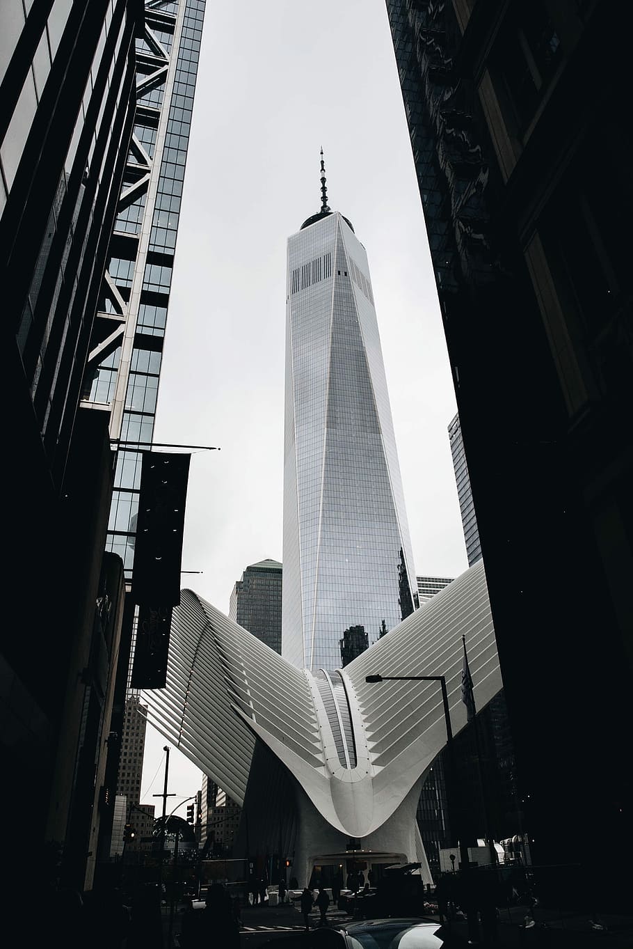 low angle-view of glass building, white high-rise building, architecture HD wallpaper