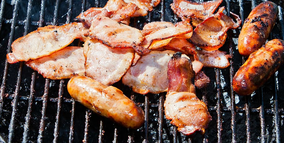 grilled meat, bbq, camping, barbecue, food, cooking, grilling HD wallpaper