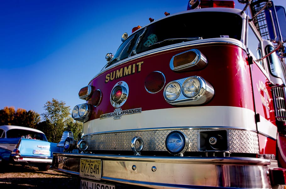 fire, fire truck, oldtimer, red, turntable ladder, auto, vehicles HD wallpaper