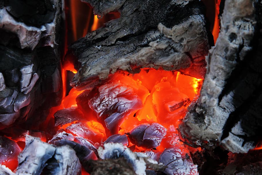 charcoals, ash, burn, campfire, energy, fireplace, flame, glow HD wallpaper