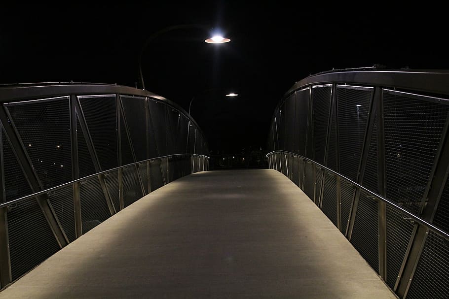 bridge during night time, one, angle, perspective, photography HD wallpaper