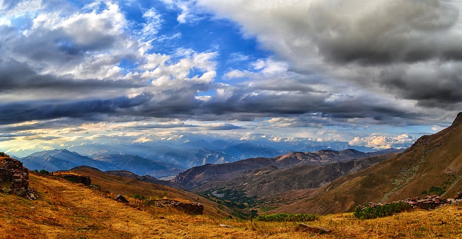 brown mountains under cloudy sky during daytime, turkey, nature, HD wallpaper