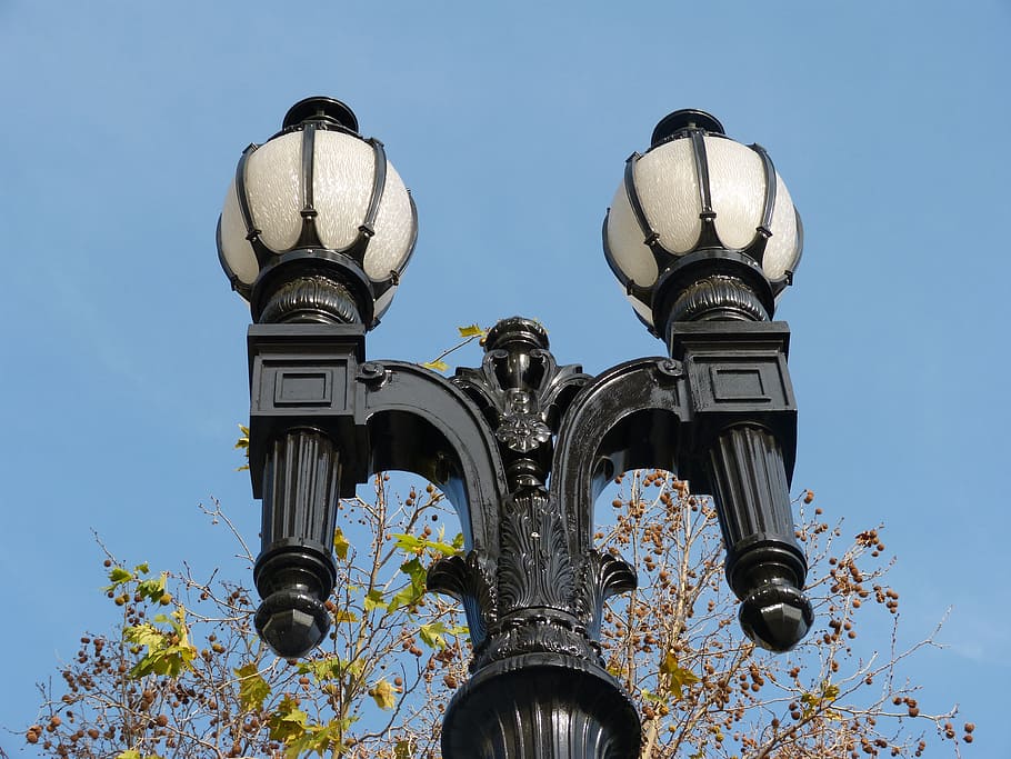 lamp posts, lampposts, streetlight, streetlamp, city lights, HD wallpaper